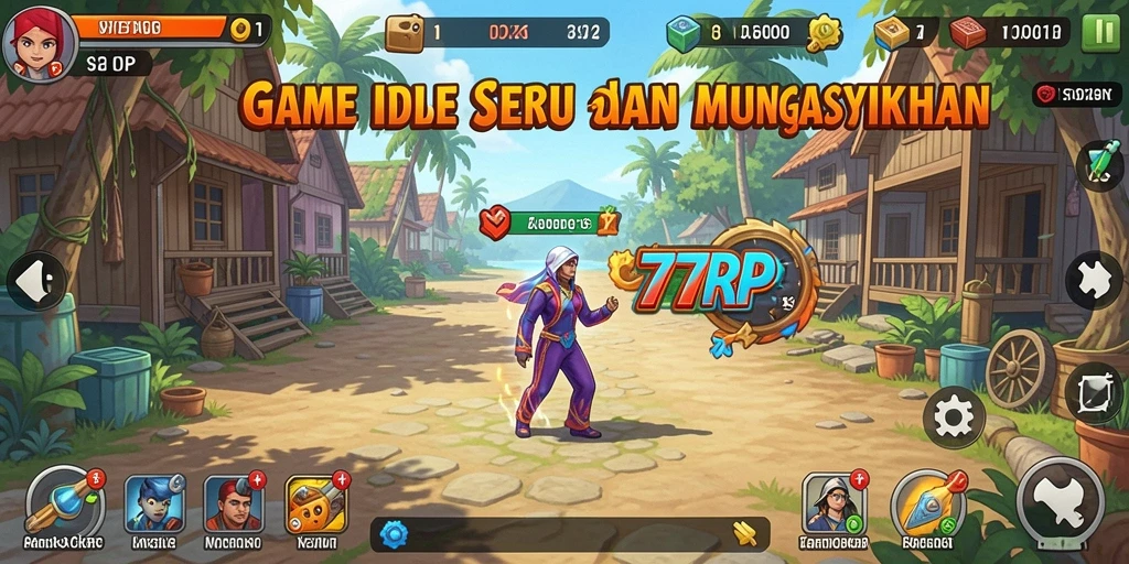 Tangkapan layar utama gameplay 77RP menampilkan keseruan permainan Idle.
