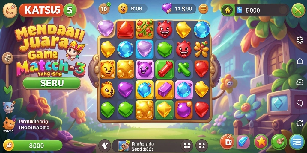 Gameplay KATSU5 menampilkan kombinasi warna cerah yang menawan.