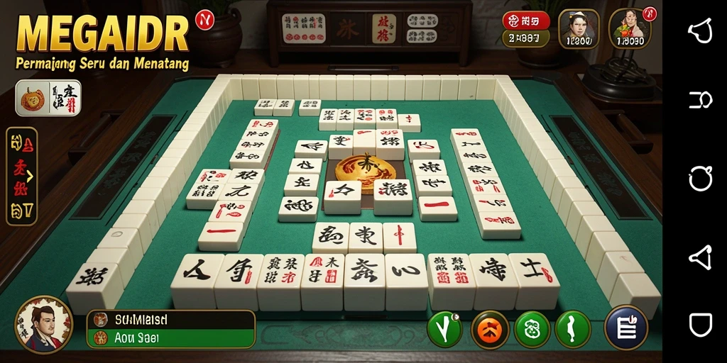 Tampilan screenshot MEGAIDR menampilkan gameplay Mahjong yang seru.