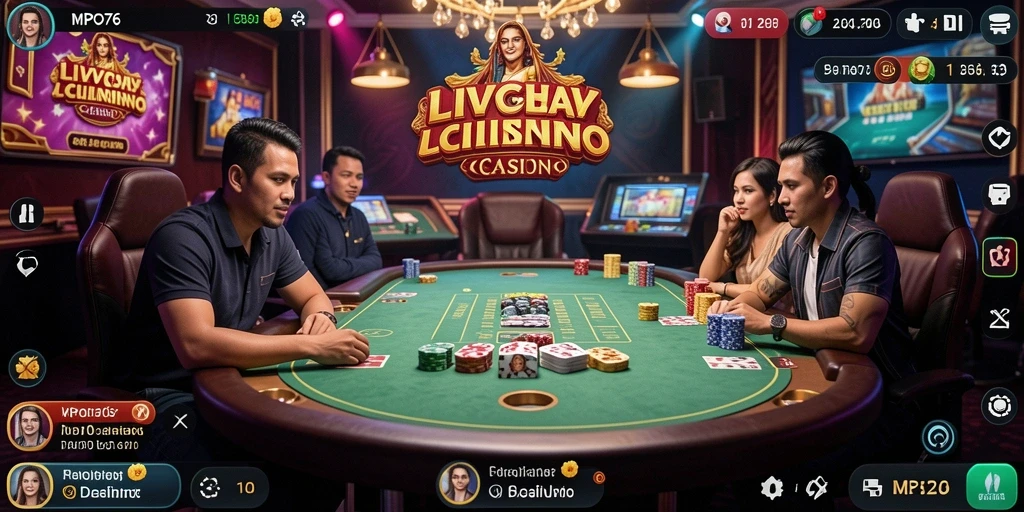 Tampilan gameplay Live Casino yang menegangkan dan interaktif di MPO76.