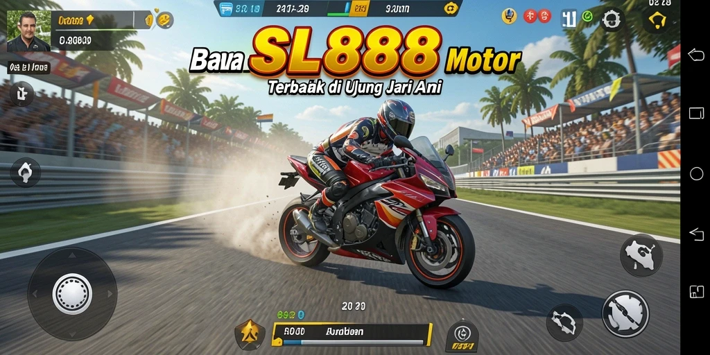 Gameplay mengesankan di SL888 dengan balapan motor yang seru.