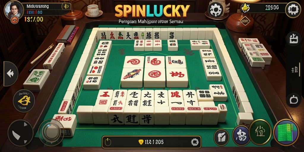 Tampilan gameplay SPINLUCKY yang menarik dalam permainan Mahjong.