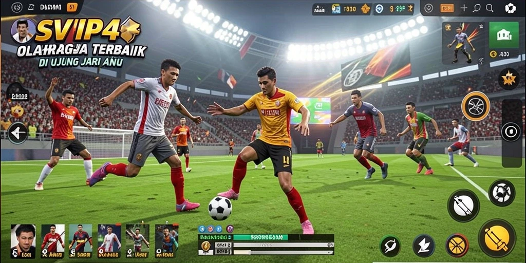 Screenshot gameplay SVIP4 yang menunjukkan aksi seru dalam pertandingan olahraga.