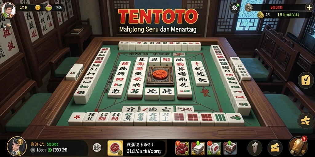 Gameplay TENTOTO yang seru dalam permainan Mahjong.