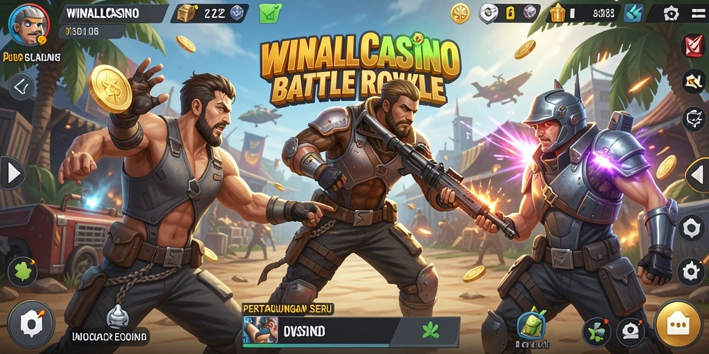 Screenshot gameplay WINALLCASINO dengan aksi pertarungan yang mendebarkan.