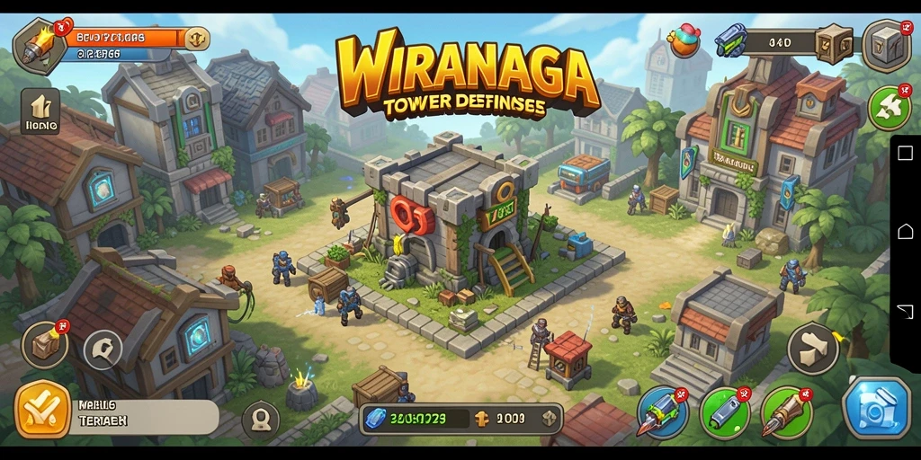 Screenshot gameplay WIRANAGA yang menampilkan aksi Tower Defense yang mendebarkan.